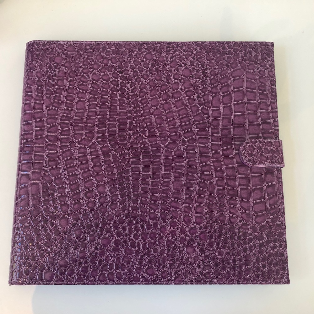 Purple faux croc photo album or decorative item  14" wide x 13" high